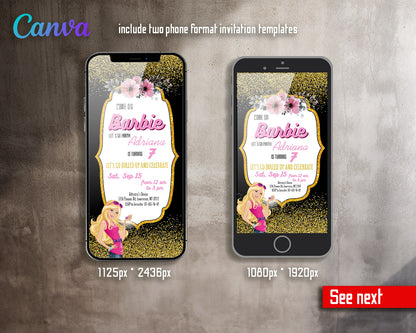 Barbie Pink  customizable invitation template | Share or Print | girl | AO481