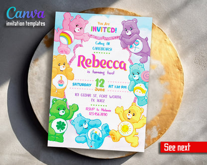 Care Bears customizable invitation template | Share or Print |  | AZ763