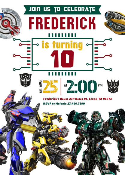 Transformers Rescue Bots  customizable invitation template | Share or Print | boy | JP871