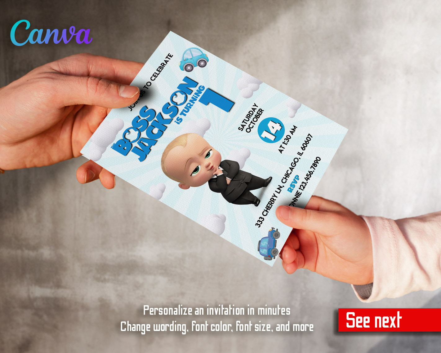 Baby Boss  customizable invitation template | Share or Print | boy | OT656