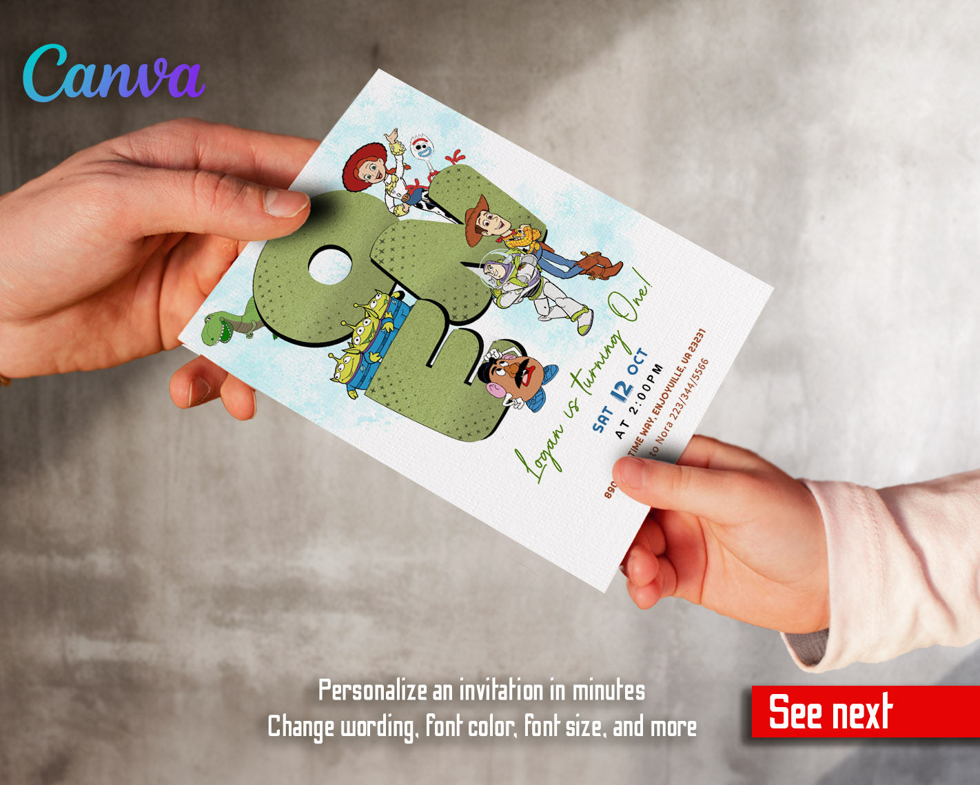 Toy Story Woody  customizable invitation template | Share or Print |  | JV031