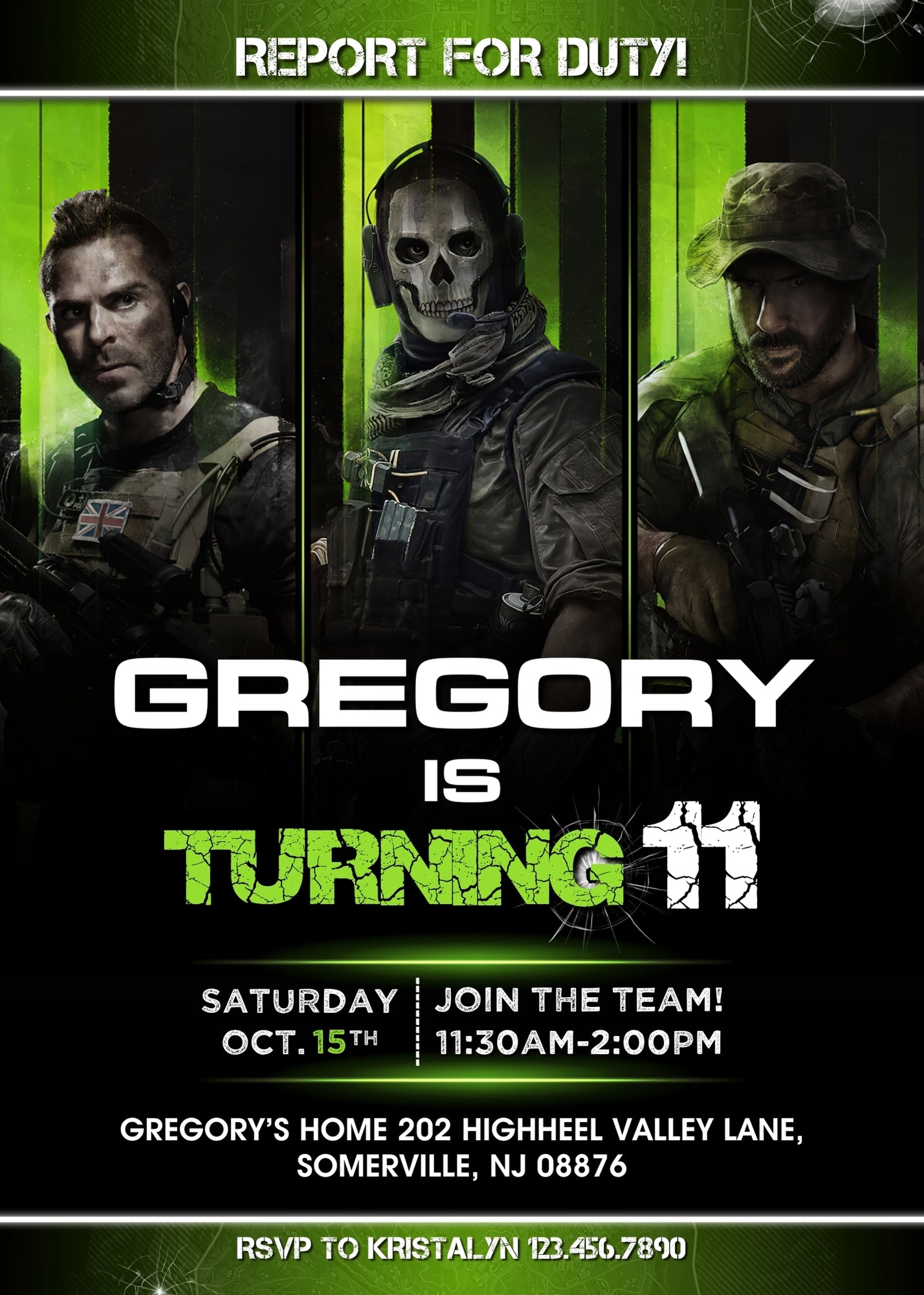 Call of Duty Gamer customizable invitation template | Share or Print | boy | CG090