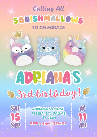 Squishmallows  customizable invitation template | Share or Print |  | IA558