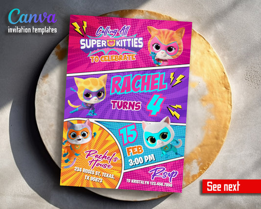 SuperKitties  customizable invitation template | Share or Print |  | MW561