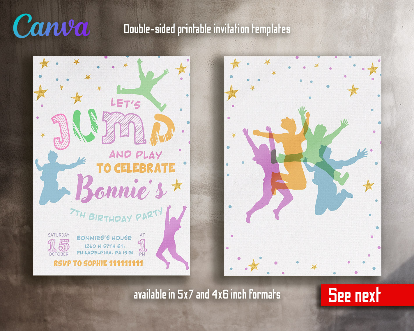 Trampoline Jump Party  customizable invitation template | Share or Print |  | LQ115