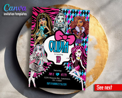 Monster High customizable invitation template | Share or Print | girl | ZS763