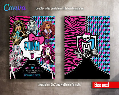 Monster High customizable invitation template | Share or Print | girl | ZS763