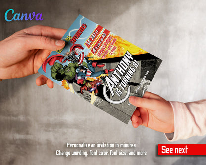 Avengers Marvel Superhero  customizable invitation template | Share or Print | boy | HA730