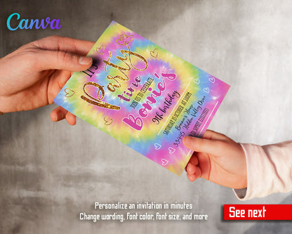 Play, Tie Die Rainbow Party customizable invitation template | Share or Print |  | TE478