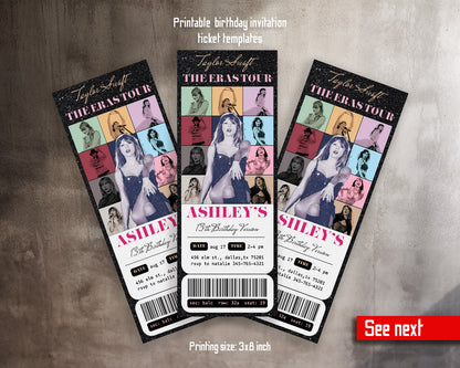 Taylor Swift Eras Tour Ticket customizable invitation template | Share or Print | girl | FU284