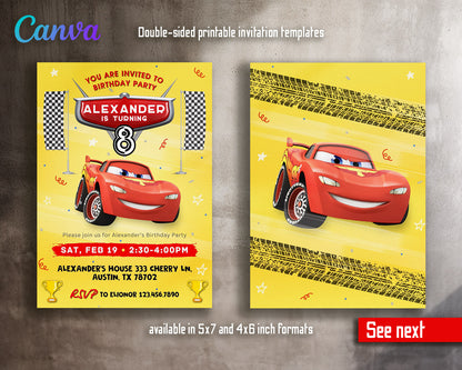 Cars Lightning McQueen customizable invitation template | Share or Print | boy | PD030