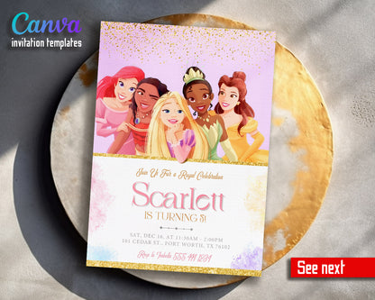 Disney Princess  customizable invitation template | Share or Print | girl | JQ314