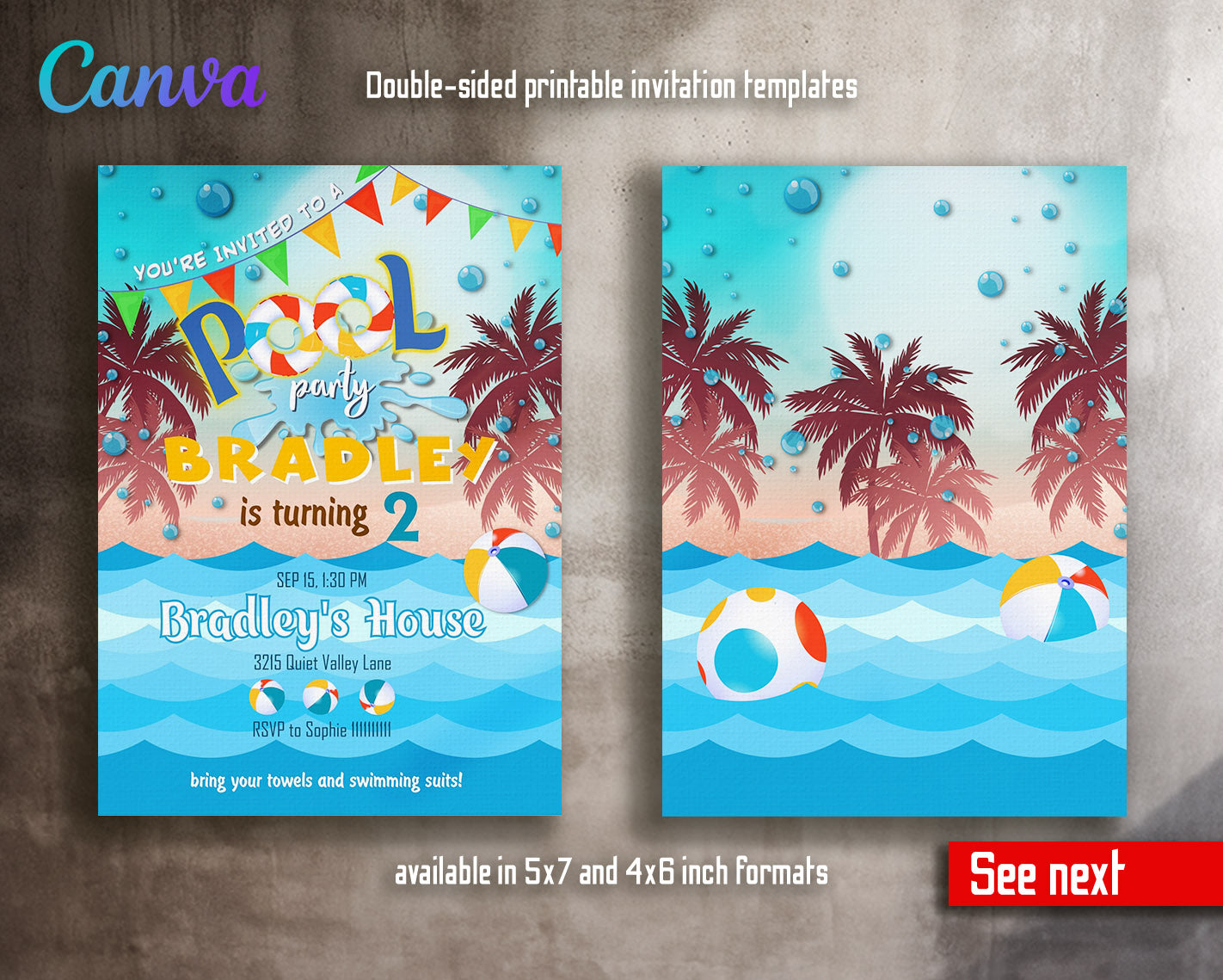 Pool Party customizable invitation template | Share or Print |  | DJ290