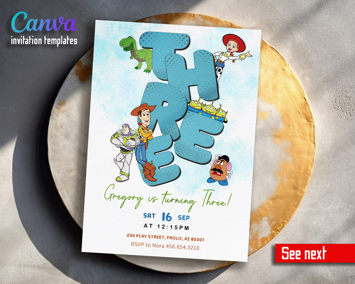 Toy Story Woody  customizable invitation template | Share or Print |  | LV975