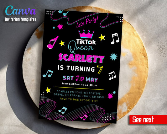 Tik Tok Party customizable invitation template | Share or Print |  | GY521