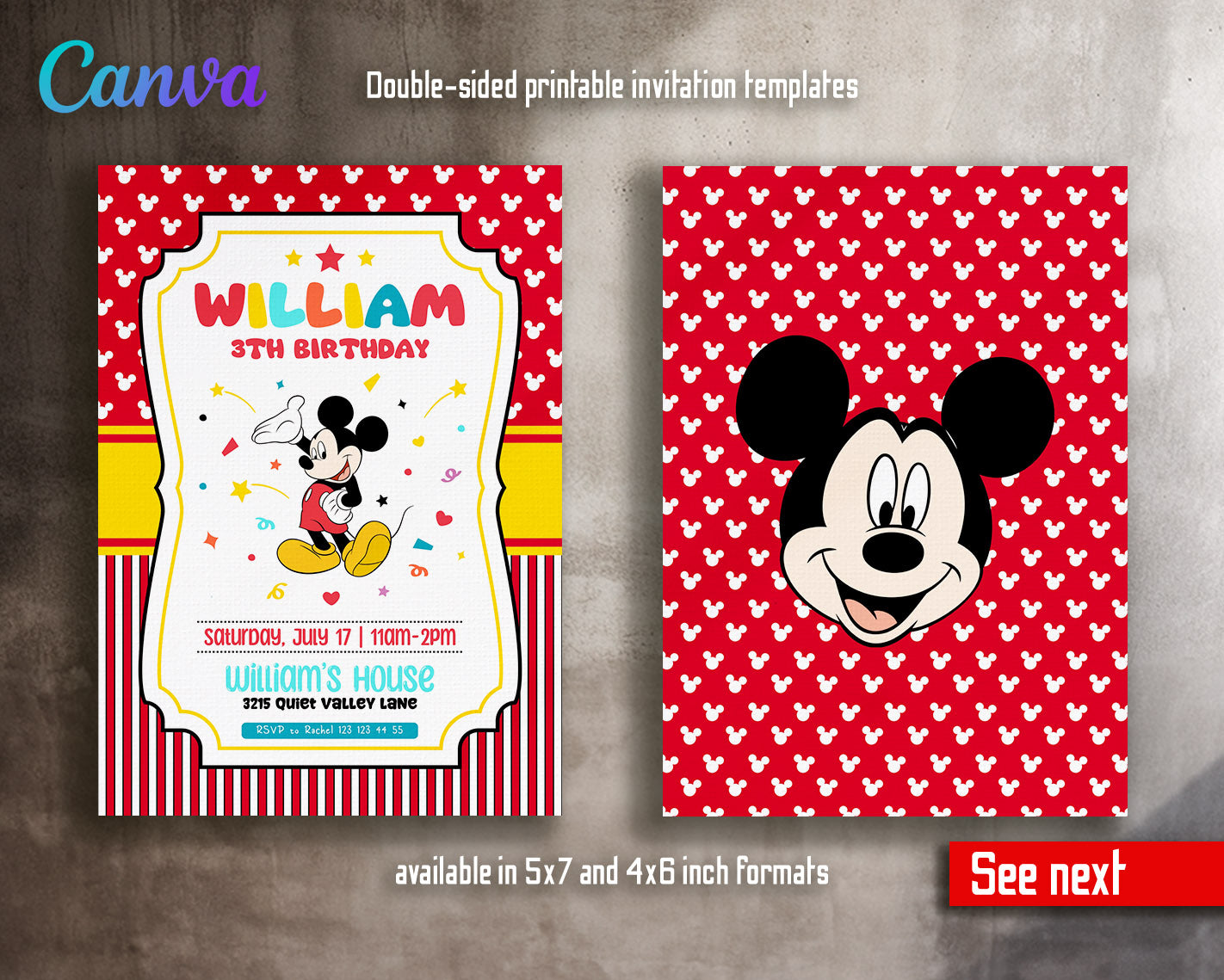 Mickey Mouse Clubhouse customizable invitation template | Share or Print |  | RH825