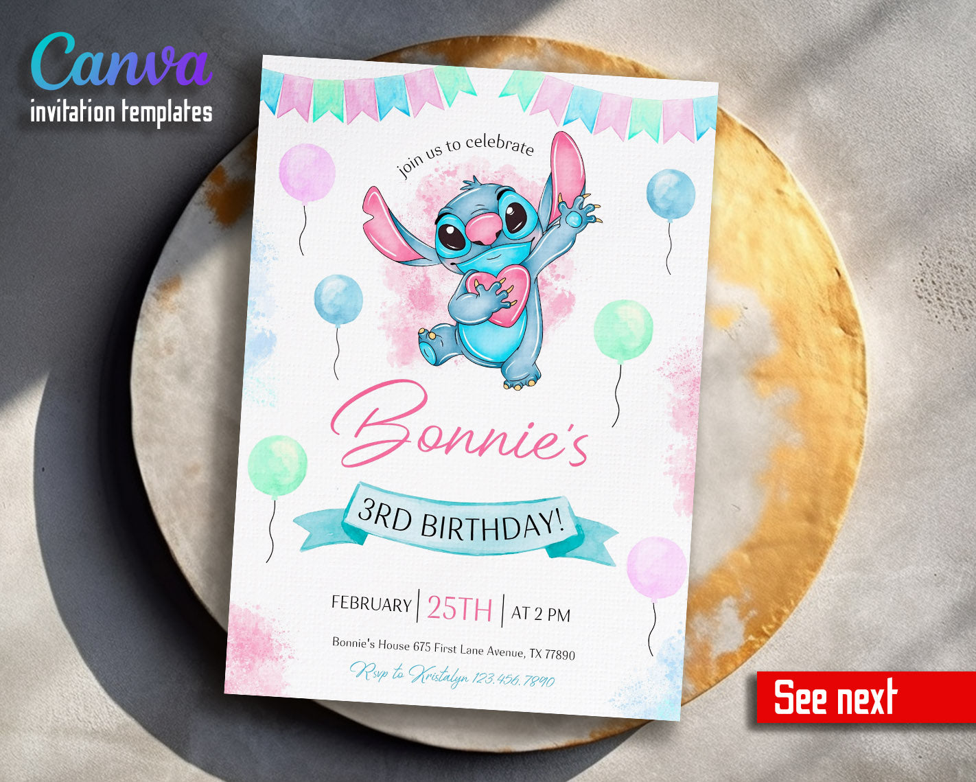 Lilo & Stitch Aloha customizable invitation template | Share or Print |  | TG093