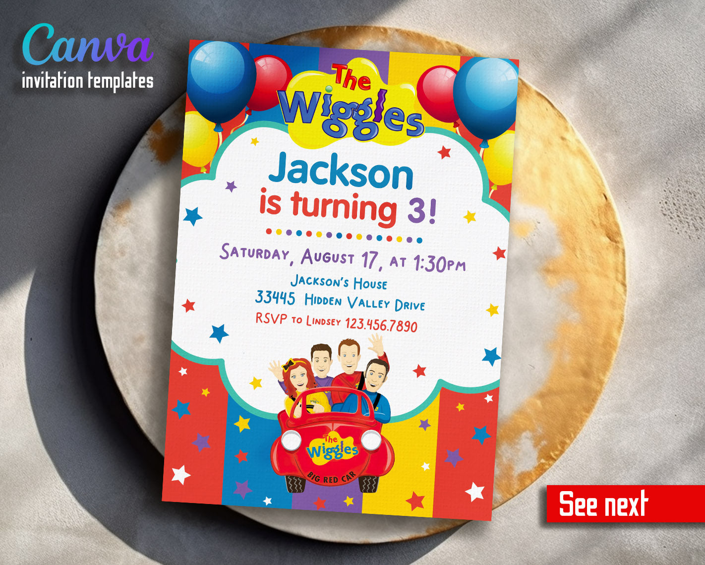 Wiggles One Finger One Thumb customizable invitation template | Share or Print |  | BA069