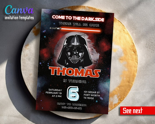 Star Wars Darth Vader  customizable invitation template | Share or Print | boy | BC987