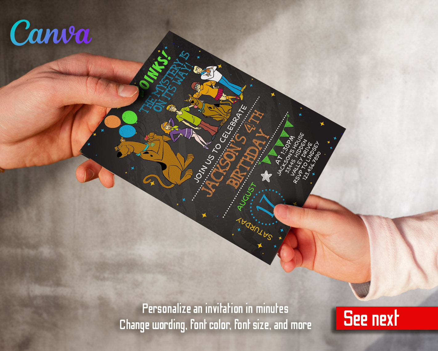 Scooby-Doo customizable invitation template | Share or Print |  | BZ861