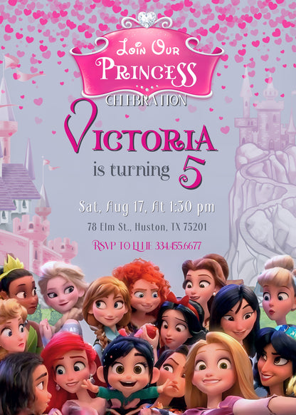 Disney Princess  customizable invitation template | Share or Print | girl | YO473