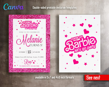 Barbie Pink  customizable invitation template | Share or Print | girl | GC428