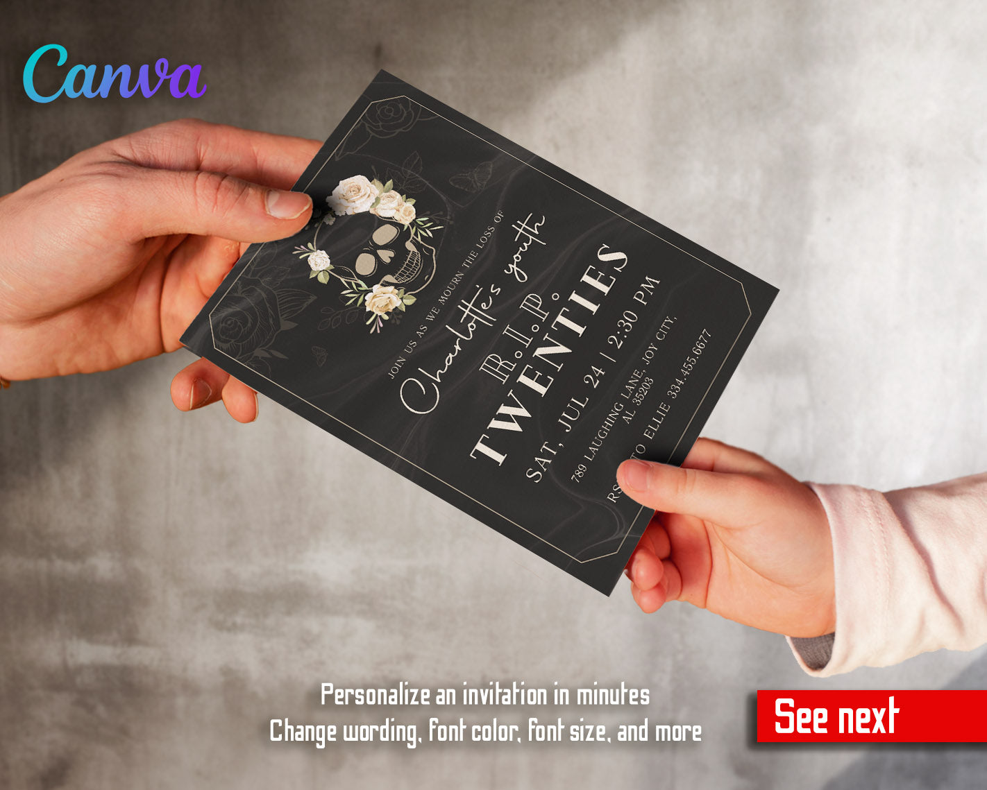 Rip Twenties Birthday customizable invitation template | Share or Print |  | SV451