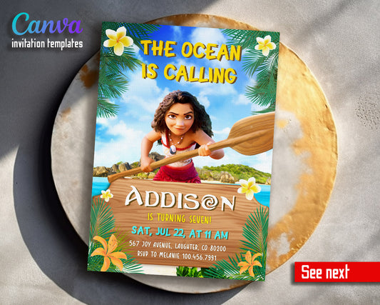 Moana Princess  customizable invitation template | Share or Print | girl | HQ106