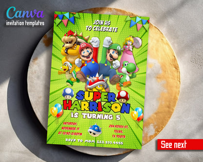 Super Mario Bros  customizable invitation template | Share or Print |  | GM679