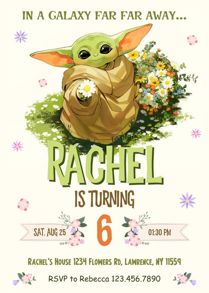 Baby Yoda Grogu Star Wars Mandalorian  customizable invitation template | Share or Print | boy | YQ337