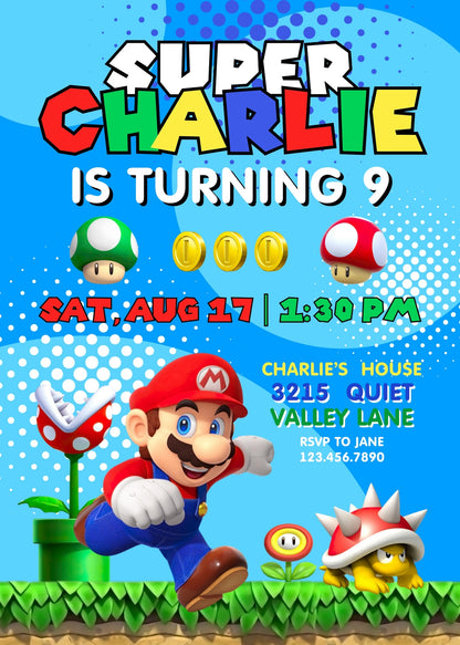 Super Mario Bros  customizable invitation template | Share or Print |  | YL402