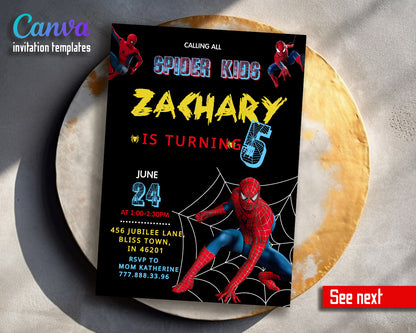 Spiderman Marvel Superhero customizable invitation template | Share or Print | boy | WG349