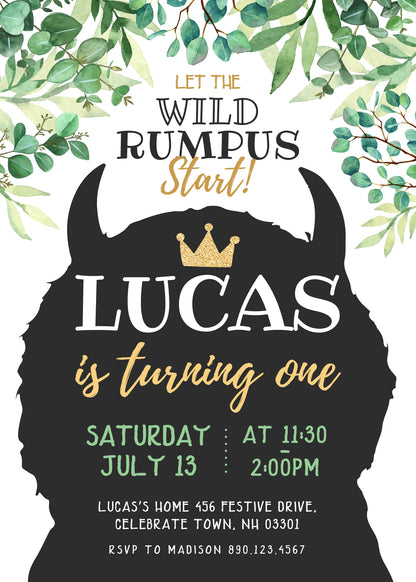 Where The Wild Things Are Maurice Sendak customizable invitation template | Share or Print |  | NY632