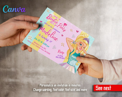 Barbie Pink  customizable invitation template | Share or Print | girl | MS160