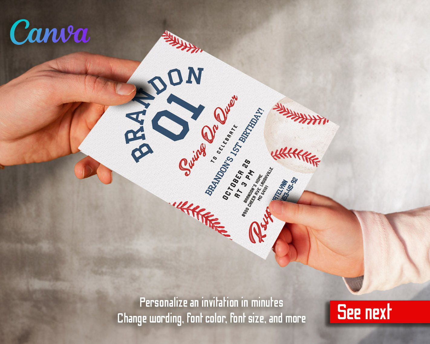 Baseball MLB Sport customizable invitation template | Share or Print | boy | QW326