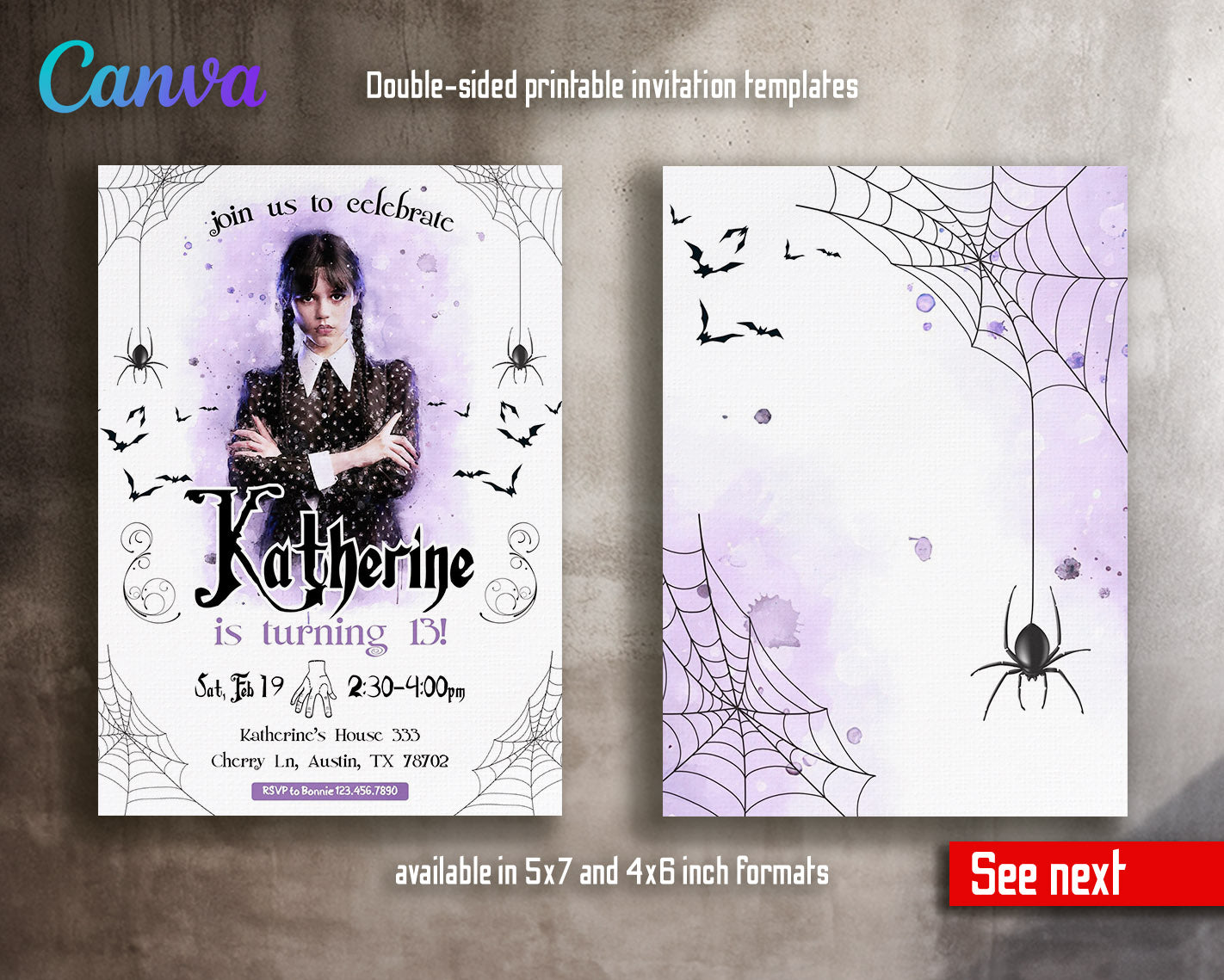 Wednesday Addams customizable invitation template | Share or Print | girl | WC893