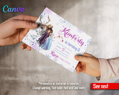 Frozen Elsa  customizable invitation template | Share or Print | girl | ED754