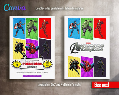 Avengers Marvel Superhero  customizable invitation template | Share or Print | boy | EW971