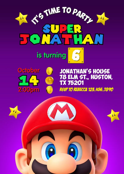 Super Mario Bros  customizable invitation template | Share or Print |  | CU452