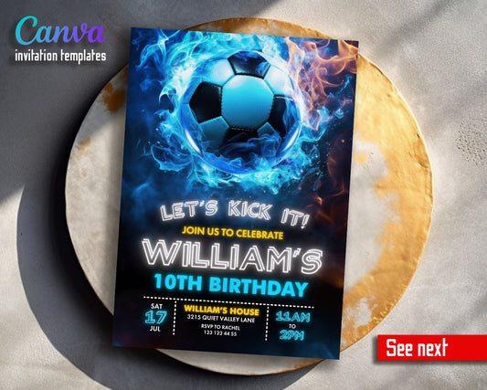 Soccer Champion League FC customizable invitation template | Share or Print | boy | CF431