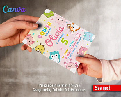 Squishmallows  customizable invitation template | Share or Print |  | BU781