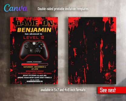 Gamer Party customizable invitation template | Share or Print | boy | AB824