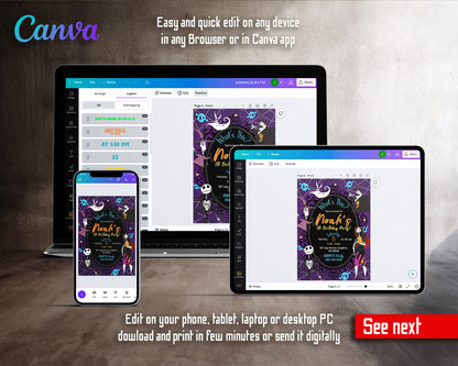 The Nightmare Before Christmas Halloween customizable invitation template | Share or Print |  | HS966