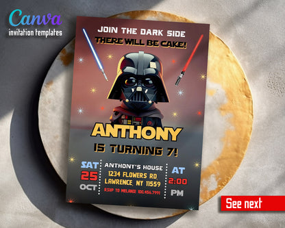 Star Wars Darth Vader  customizable invitation template | Share or Print | boy | TY816