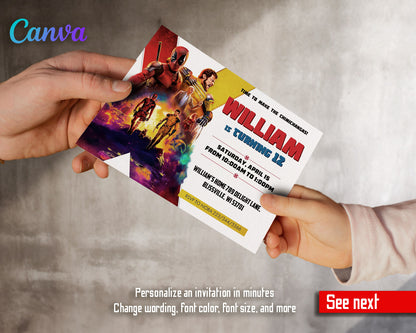 Deadpool Wolverine Marvel  customizable invitation template | Share or Print | boy | LI545