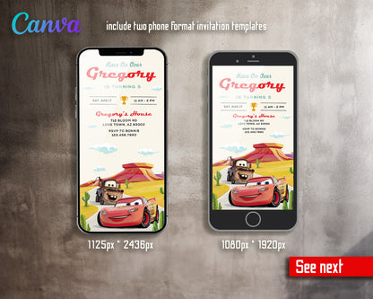 Cars Lightning McQueen customizable invitation template | Share or Print | boy | KC879