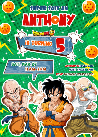 Dragon Ball Z Anime  customizable invitation template | Share or Print | boy | IS796