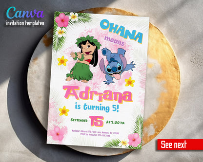 Lilo & Stitch Aloha customizable invitation template | Share or Print |  | PP550