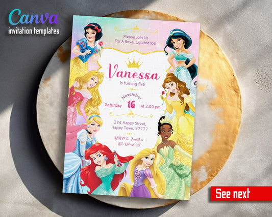 Disney Princess  customizable invitation template | Share or Print | girl | PF480