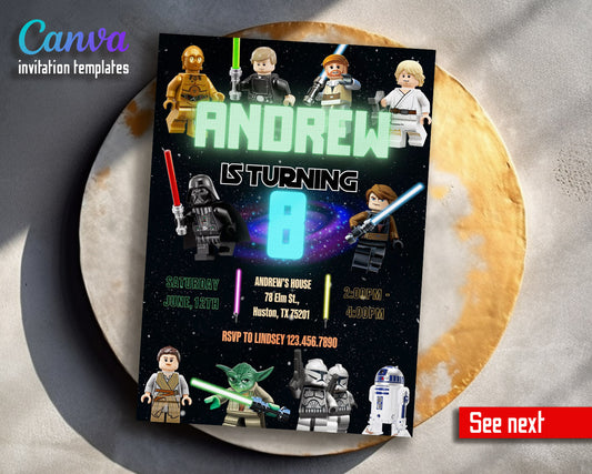 Star Wars Darth Vader Lego Minifigures customizable invitation template | Share or Print |  | PB122